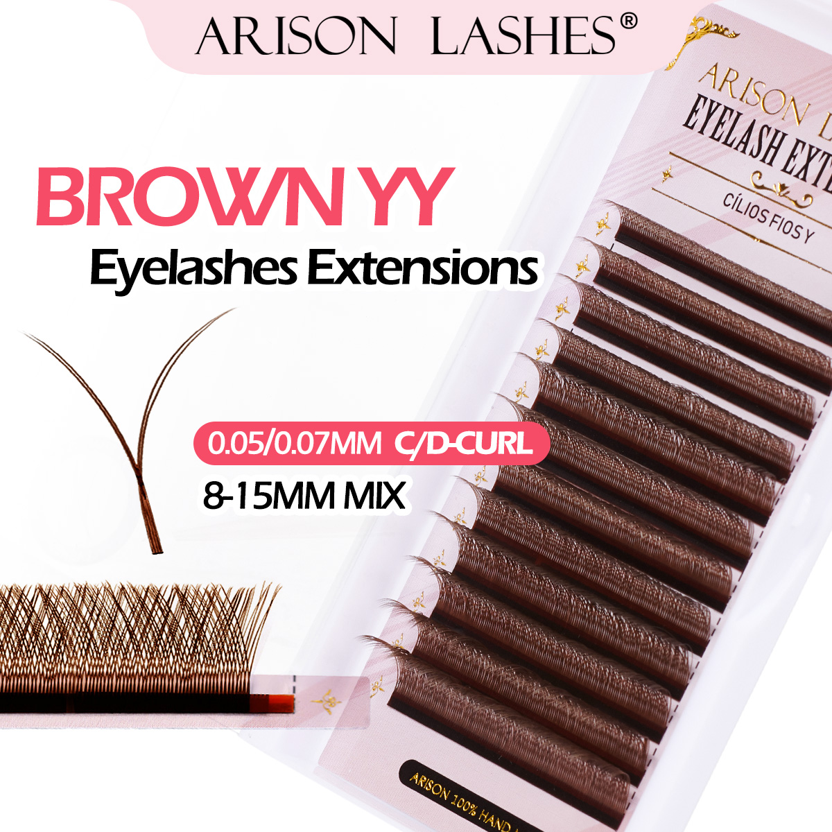 Eyelash Extension Double Volume - ARISON Ciglia Finte Marroni 2D YY