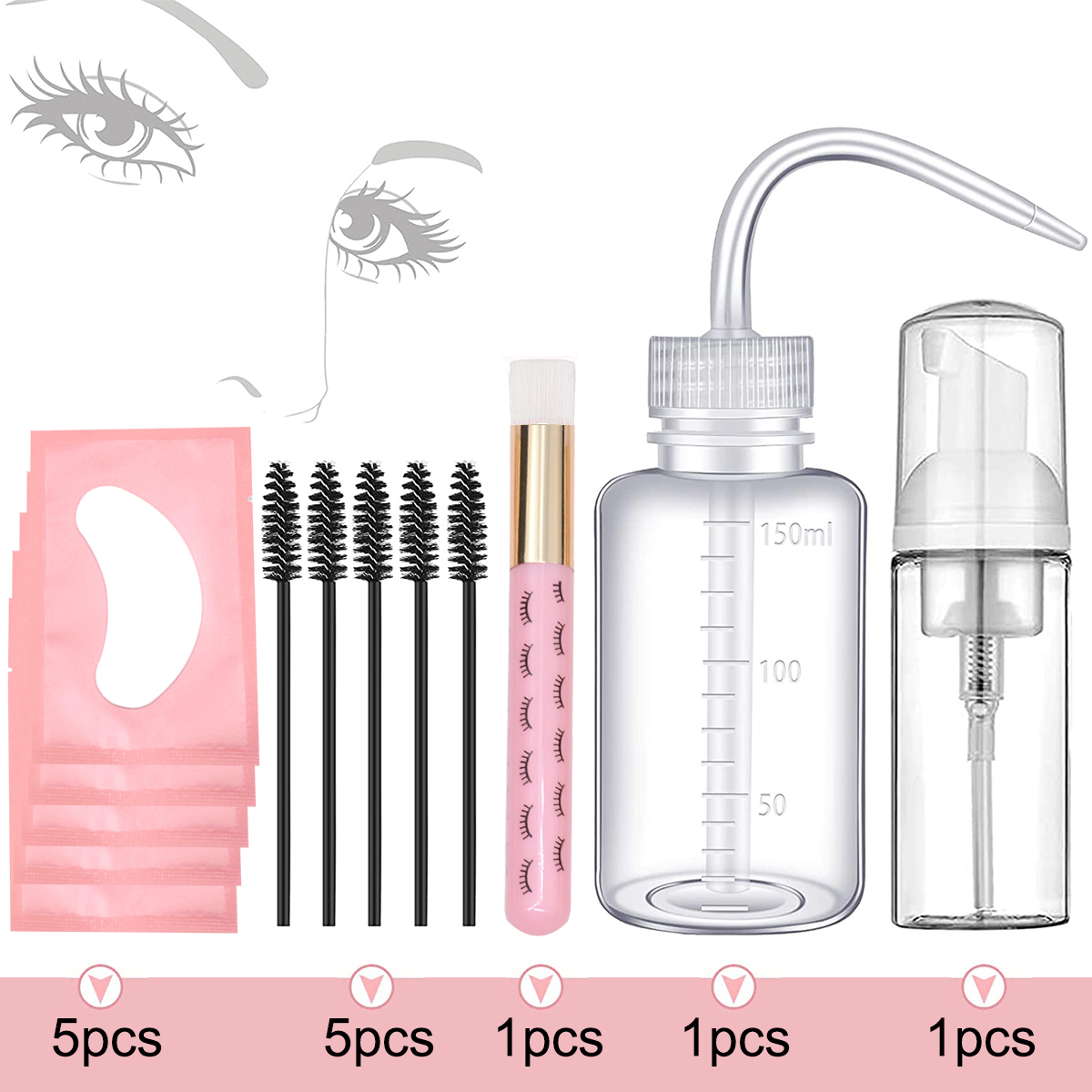 Eyelash Extension Wash Kit - 13 pezzi kit di pulizia estensione